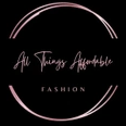 A black and white logo of an all things affordable fashion.